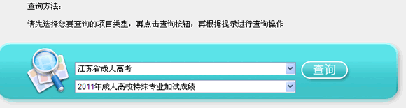江苏2011年成人高考特殊专业考试成绩查询