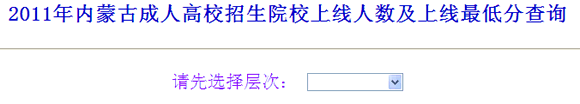 内蒙古2011年成人高考招生院校上线人数及上线最低分查询