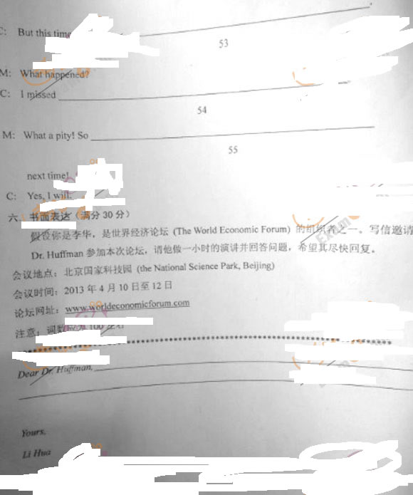 2012年成考高起点英语试题(作文题目)