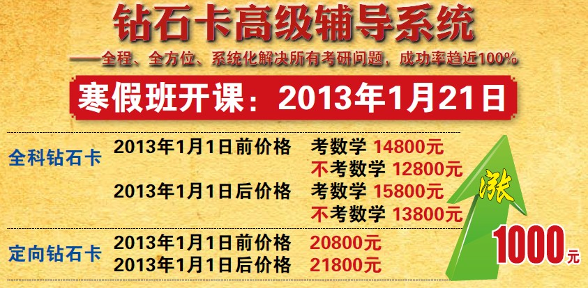 2014海文考研钻石卡寒假特训营 成功率近100