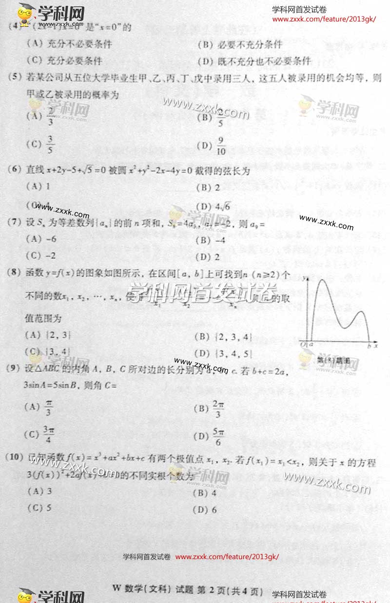 2013安徽高考数学文科试题抢先看(图片版)