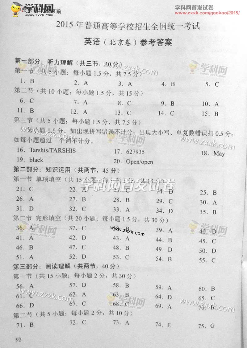 2015年江苏高考英语试题及答案解析-高考