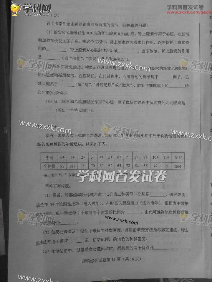 2015年新课标全国卷1理科综合试题及答案解析