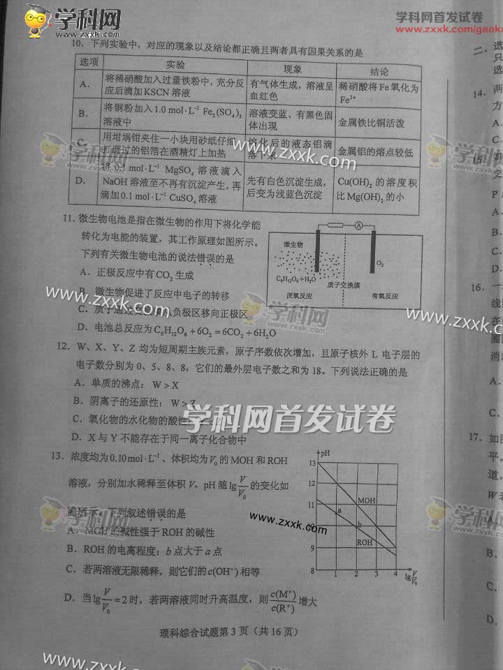 2015年新课标全国卷1理科综合试题及答案解析