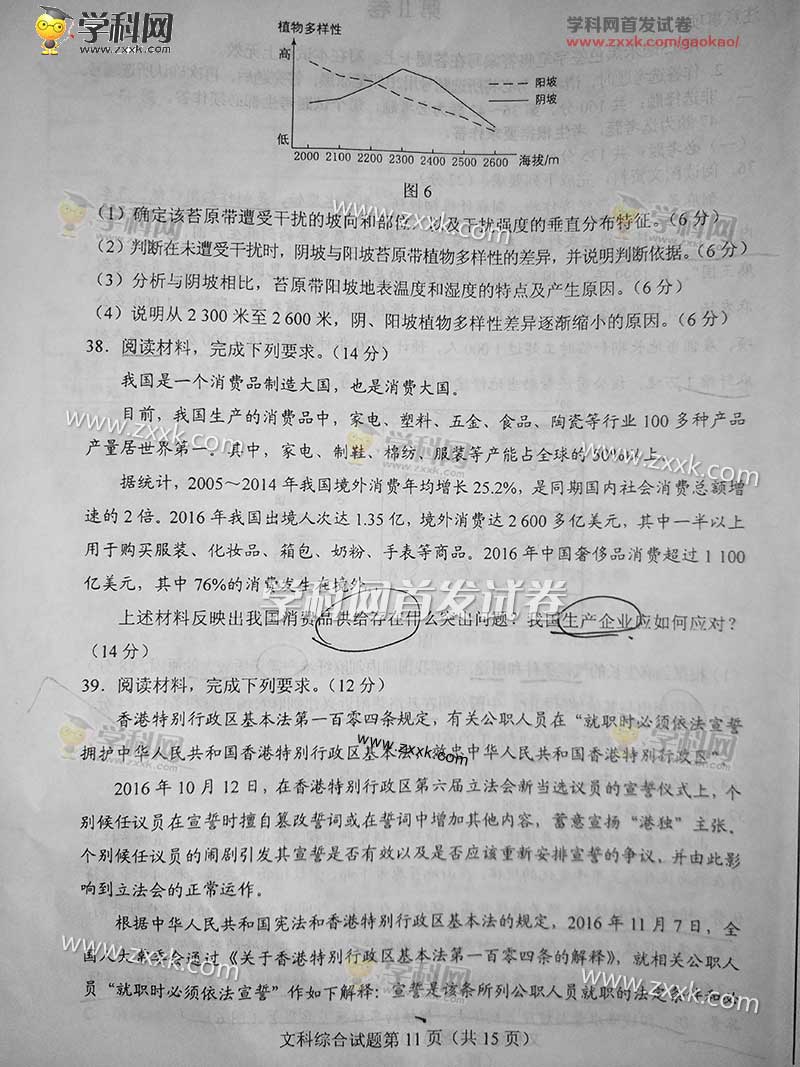 2017年全国卷1高考文综真题及答案