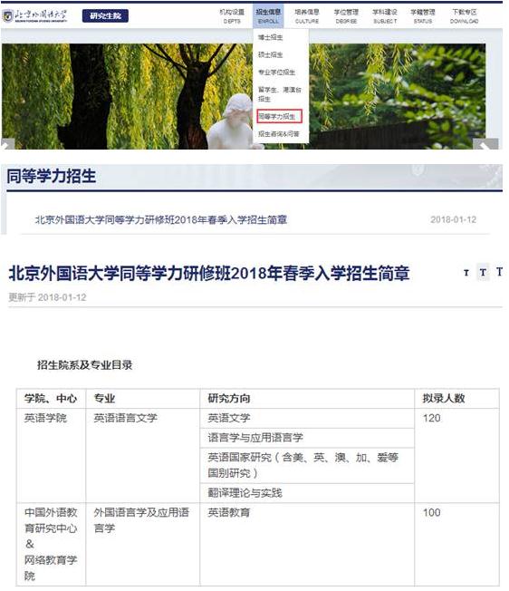 如何查找北京外国语大学在职研究生招生专业?