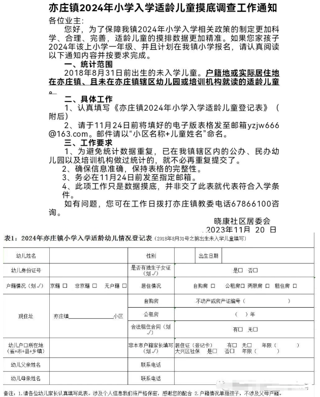 亦庄入学数据调查