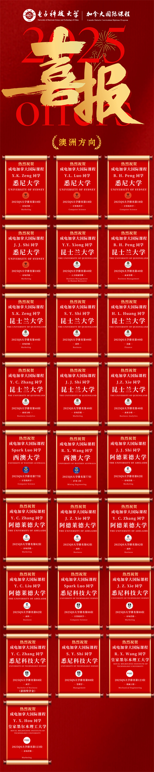 电子科技大学国际课程中心录取