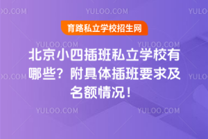 北京小四插班私立学校有哪些?附具体插班要求及名额情况!