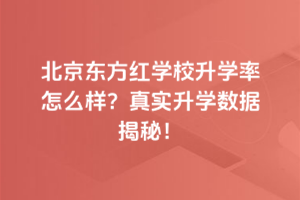 北京东方红学校升学率怎么样？真实升学数据揭秘！