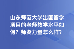 山东师范大学出国留学项目的老师教学水平如何？师资力量怎么样？