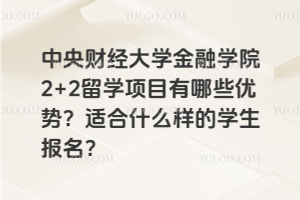 中央财经大学金融学院2+2留学项目有哪些优势？适合什么样的学生报名？
