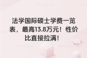 法学国际硕士学费一览表，最高13.8万元！性价比直接拉满！