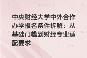 中央财经大学中外合作办学报名条件拆解：从基础门槛到财经专业适配要求