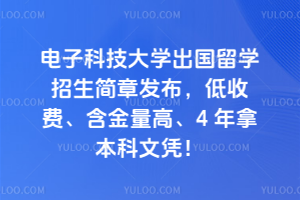 电子科技大学出国留学招生简章发布，低收费、含金量高、4 年拿本科文凭！