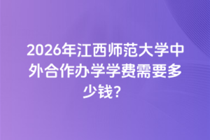 2026年江西师范大学中外合作办学学费需要多少钱？