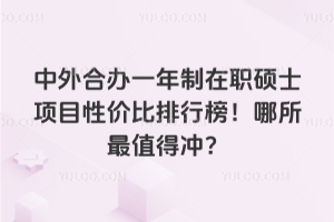 中外合办一年制在职硕士项目性价比排行榜!哪所最值得冲?