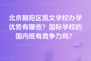 北京朝阳区凯文学校办学优势有哪些？国际学校的国内班有竞争力吗？