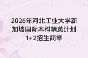 2026年河北工业大学新加坡国际本科精英计划1+2招生简章