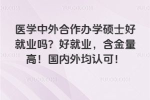 医学中外合作办学硕士好就业吗?好就业,含金量高!国内外均认可!