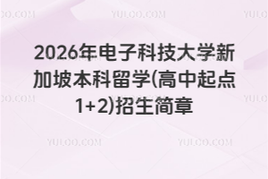 2026年电子科技大学新加坡本科留学(高中起点1+2)招生简章