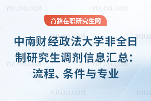 26年中南财经政法大学非全日制研究生调剂信息汇总:流程、条件与专业