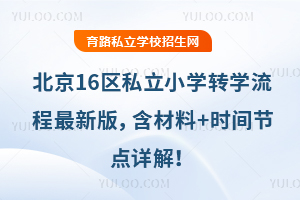 北京16区私立小学转学流程2026年最新版,含材料+时间节点详解!
